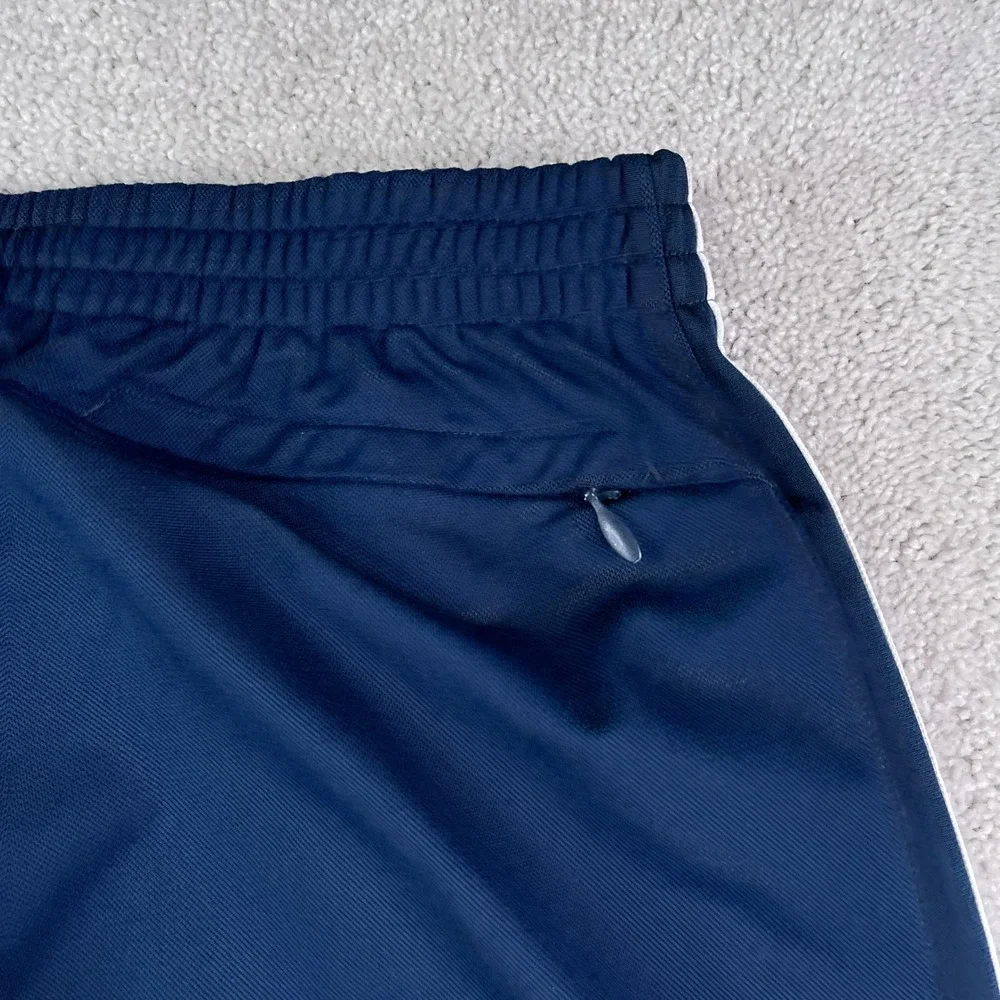 Adidas Pants Mens Medium Navy Blue 3 Stripe Track Knit Activewear Sweatpants Gym